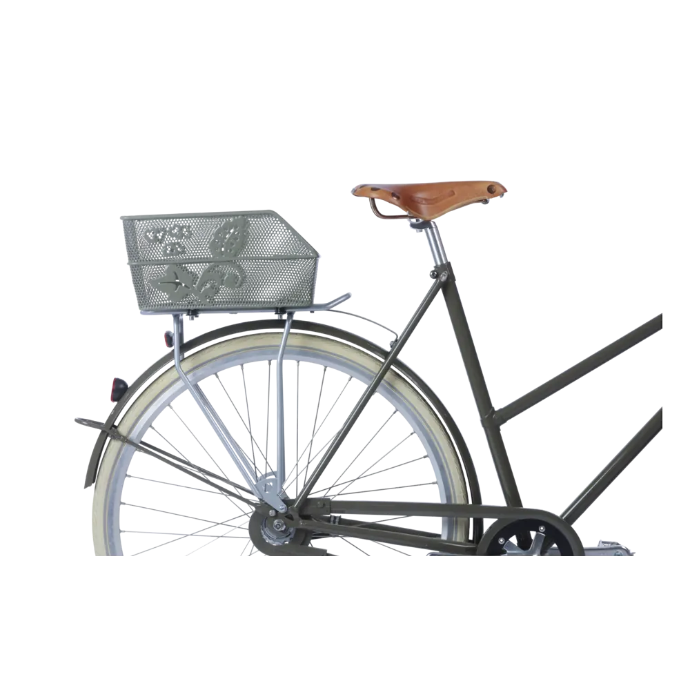 Basil Cento Flower S - fietsmand - achterop - olive green