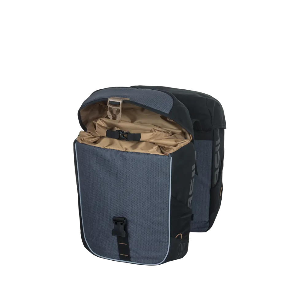Basil Miles - dubbele fietstas - 34 liter - zwart/grijs