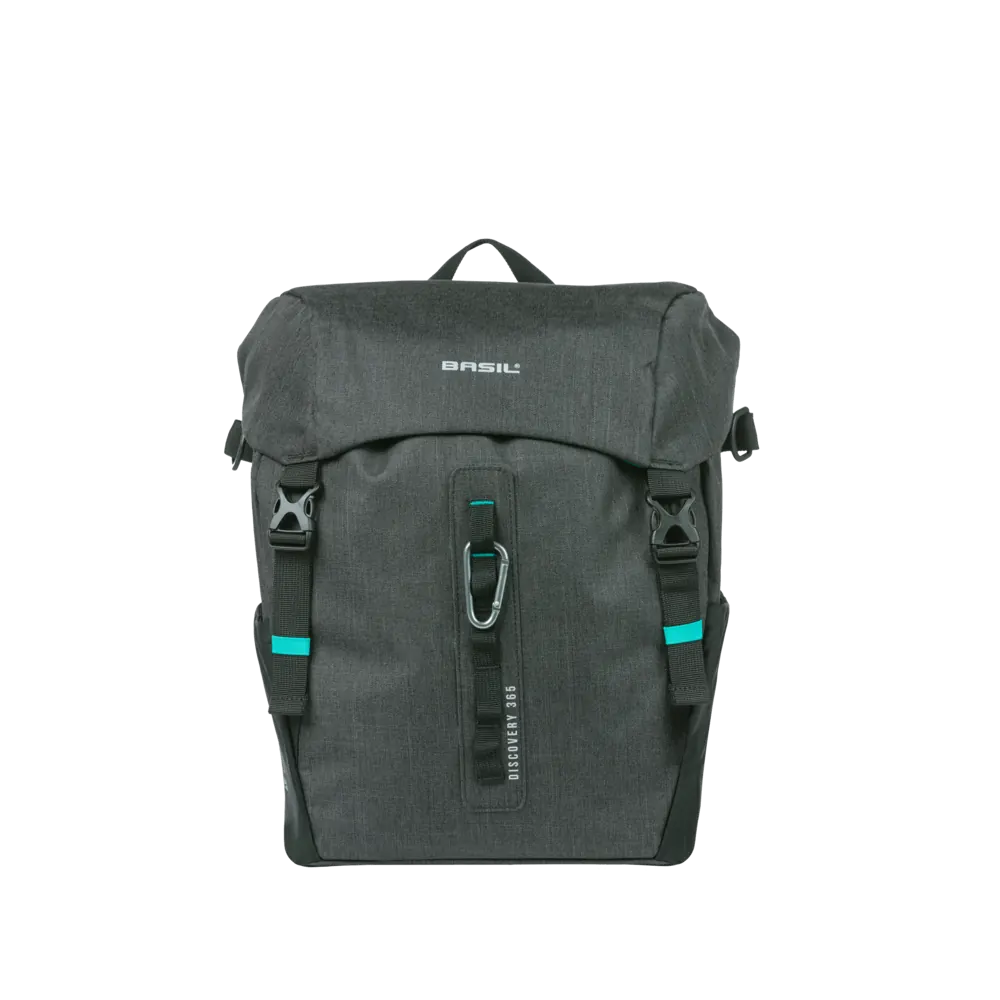 Basil Discovery 365D L - enkele tas MIK Hooks - 20L - zwart gemêleerd